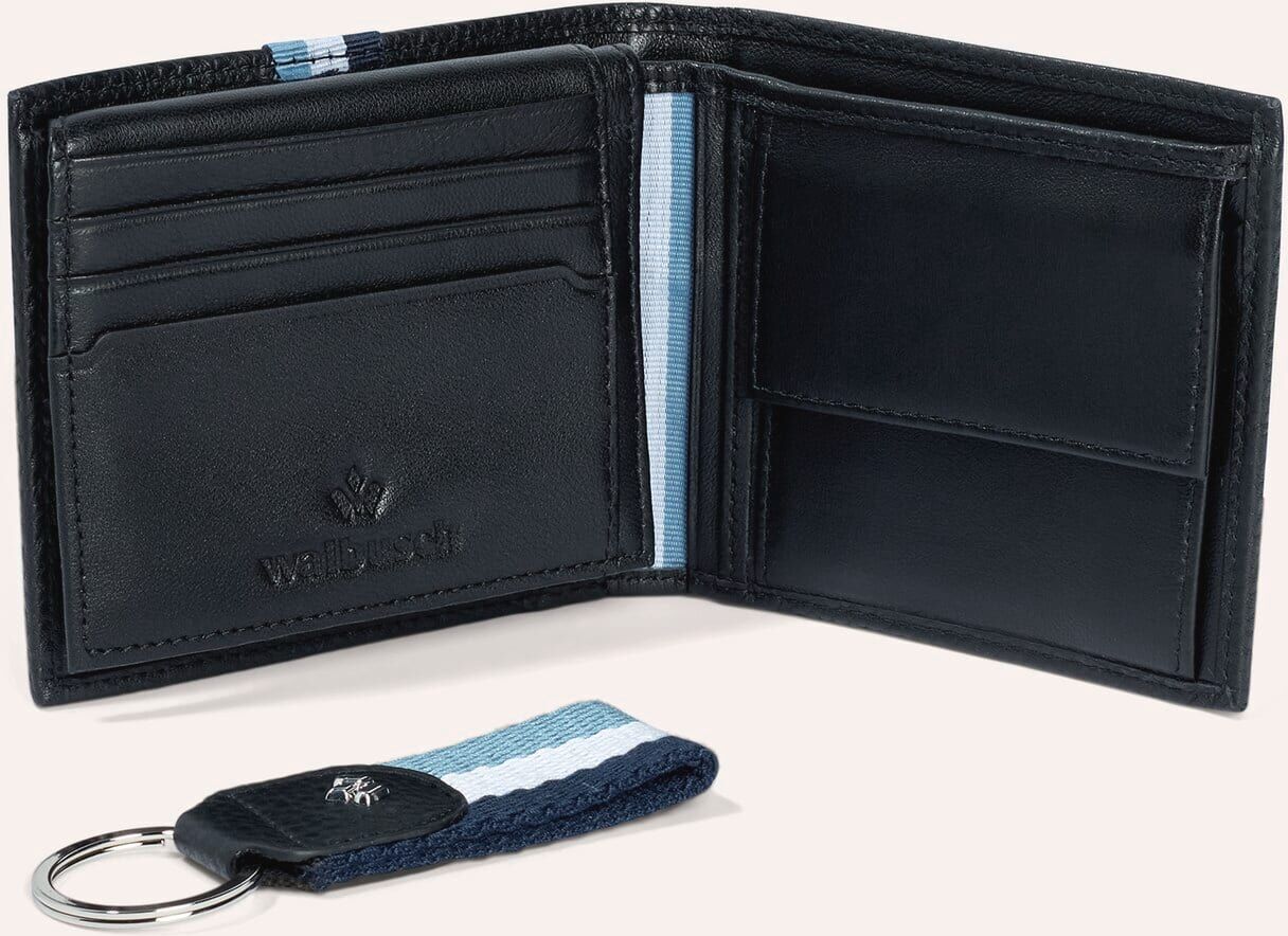 Walbusch Portemonnaie & Schlüsselanhänger, , Farbe Blau, 01, aus hochwertigem Leder Kartenfächer und Kleingeldfach Herren