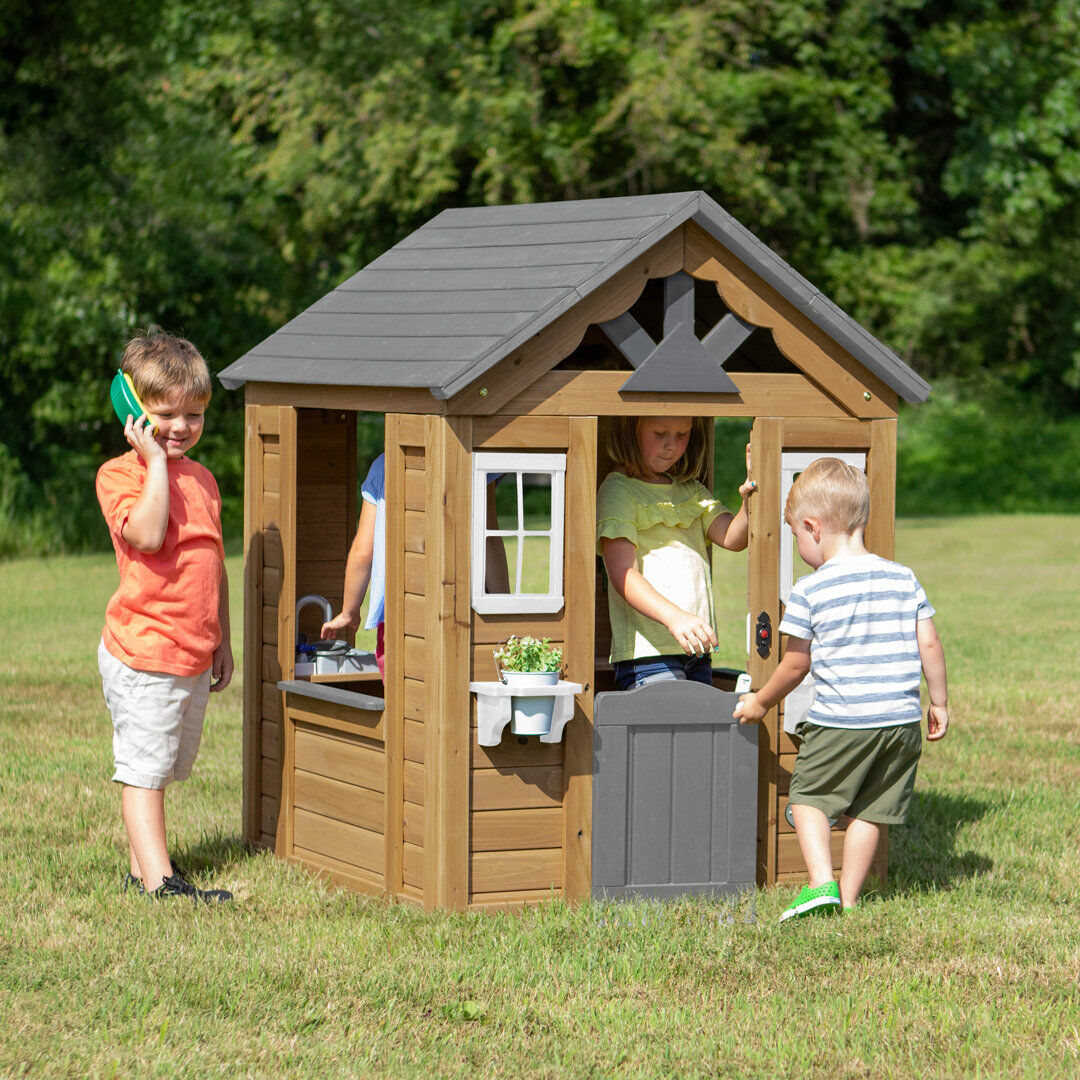 Backyard Discovery 114cm W x 118cm D Indoor / Outdoor Cedar Playhouse with Kitchen Brown