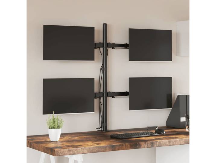 vidaXL Monitorhalterung Schwarz Stahl VESA 75/100 mm