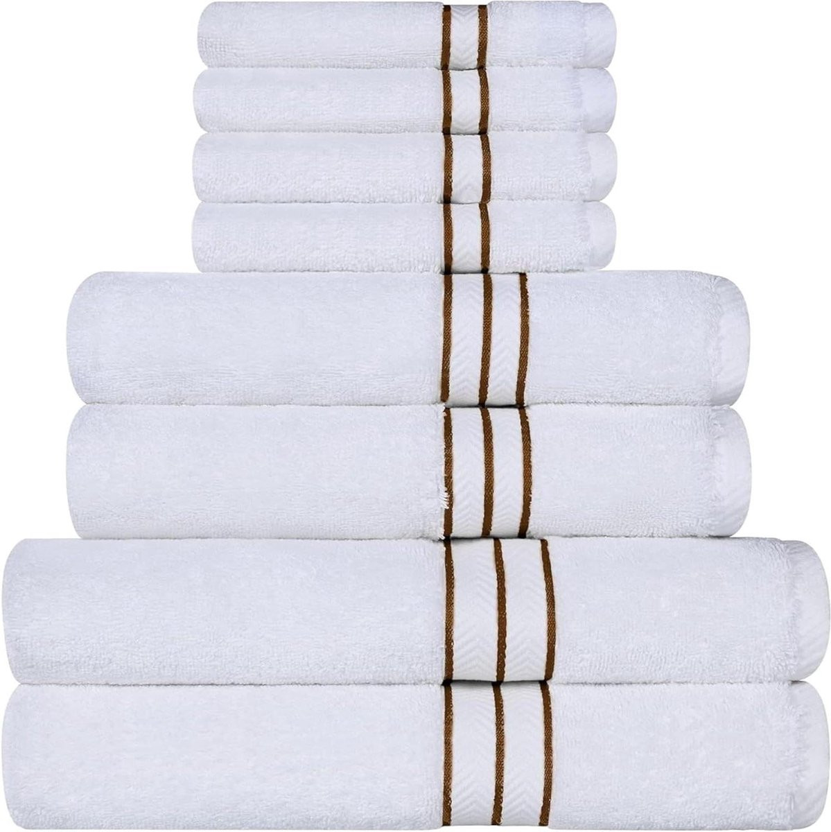 Set van 8 luxe witte pluche badhanddoeken van Turks katoen