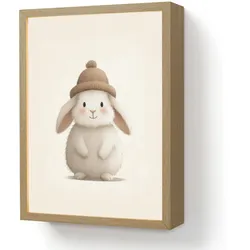 NACHTTISCHLAMPE MIT AKKU Kaninchen - Hut - Ohren - Beige 30x40 cm