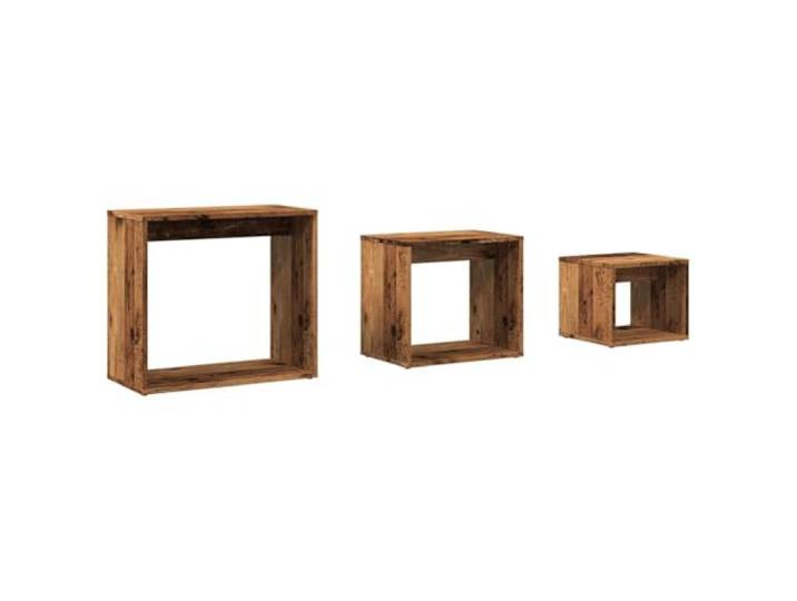 Beistelltische unter, 3 Stück, Altholzfarbe, Holzbauweise Holzwerkstoff, feuchtigkeitsbeständig, verschiedene Größen, platzsparend, modernes Design, für Wohnzimmer und Schlafzimmer