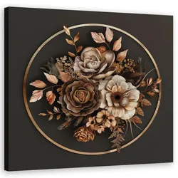 WANDBILD beige blumen und blätter