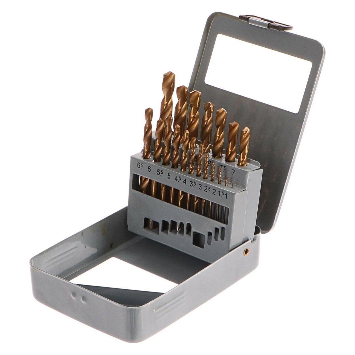 GEKO Bohrer für Metall in einer Metallbox, Satz mit 19 Stück, 1-10 mm, je 0,5 mm (1 Millimeter, 1.5 Millimeter, 10 Millimeter, 2 Millimeter, 2.5 Millimeter, 3 Millimeter, 3.5 Millimeter, 4 Millimeter, 4.5 Millimeter, 5 Millimeter, 5.50 Millimeter, 6 Millimeter, 6.5 Millimeter, 7 Millimeter, 7.5 Millimeter, 8 Millimeter, 8.5 Millimeter, 9 Millimeter, 9.5 Millimeter) (G38234)