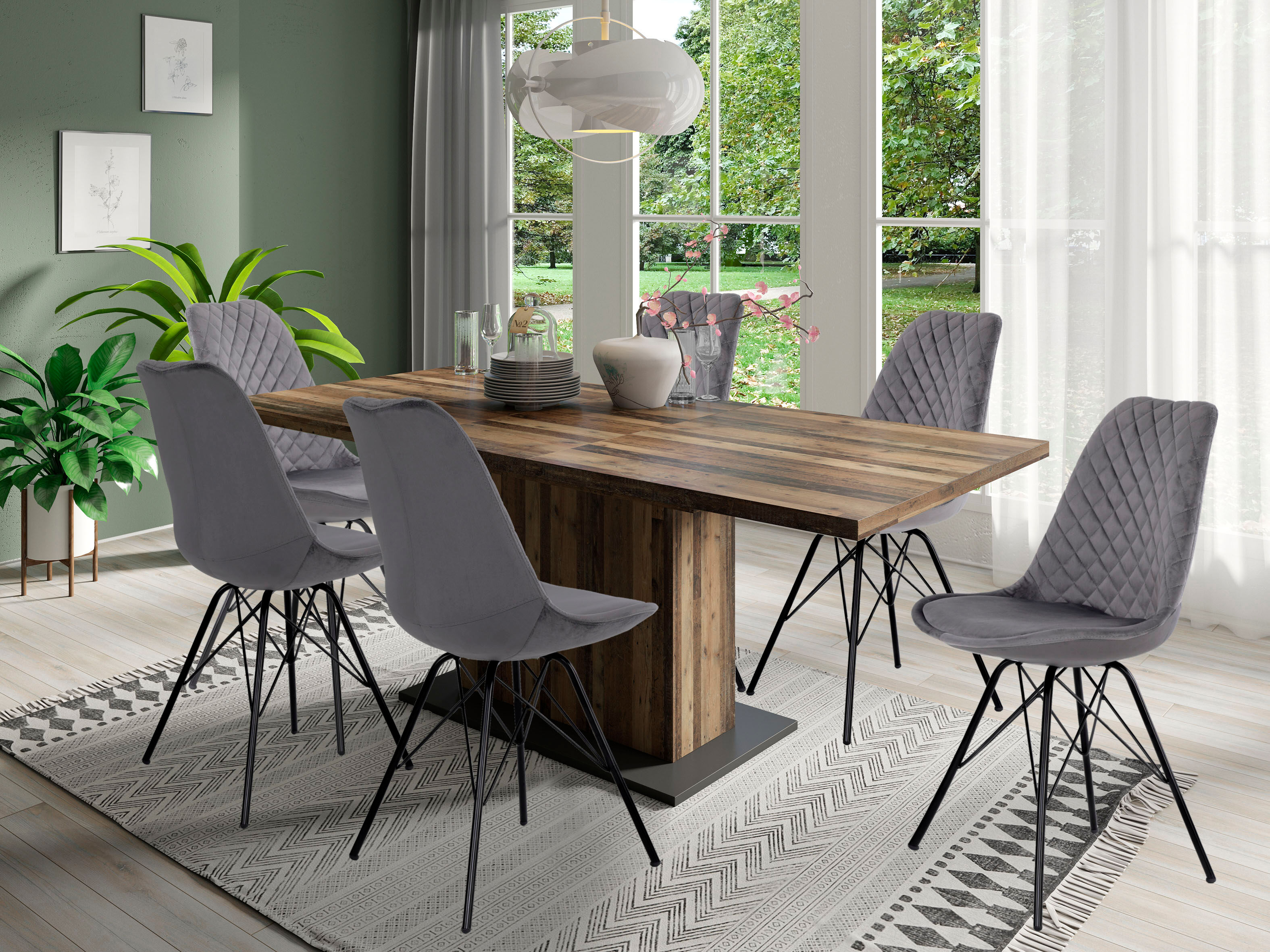 Esstisch BYLIVING "Athen", braun (old wood), H:75cm T:90cm, Tische, Esstisch, mit Auszugsfunktion, Breite 160-200 cm, in verschiedenen Ausführungen