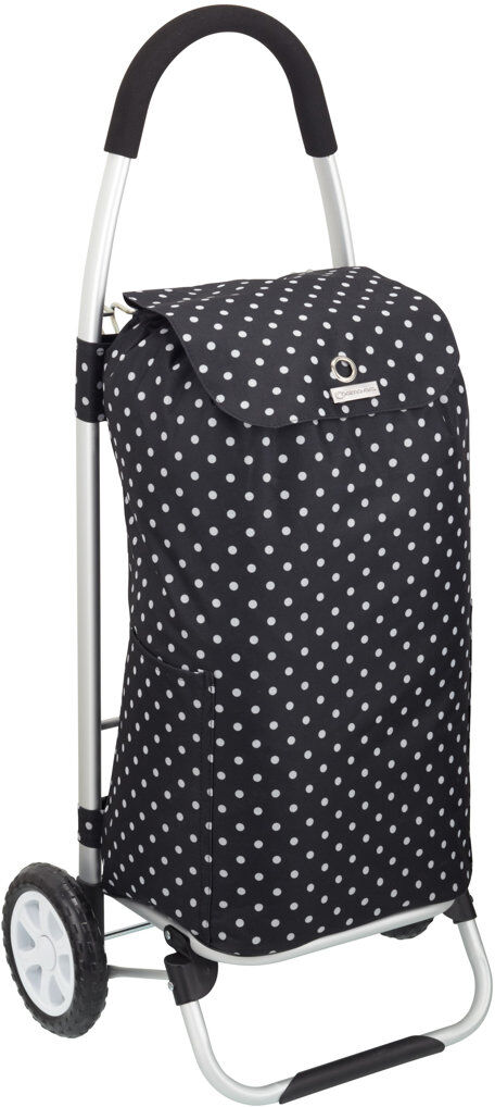 KitchenCraft Black Polka Dot Foldable Shopping Trolley Black 100cm H X 33cm W X 10cm D