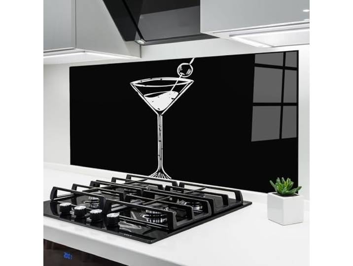 ARTHUB® Küchenrückwand aus Glas 60x120 cm, 4mm ESG Spritzschutz, Glasplatte, Herdspritzschutz, Wandschutz für Herd, Hartglas, Lebensmittel, Getränke, White Drink