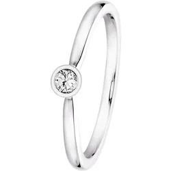 trendor 532481 Diamantring 585 Weißgold Brillant 0,10 Karat Verlobungsring, 56/17,8