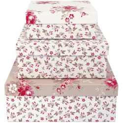 GreenGate Geschenkboxen Marie Red 3er-Set, 3er-Set - pink