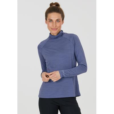 Strickpullover ENDURANCE "Briana", Damen, Gr. 36, blau (dunkelblau), 88% Polyester, 12% Elasthan, meliert, normal, hoch geschlossener Ausschnitt, Pullover Strickpullover, mit atmungsaktiver Eigenschaft