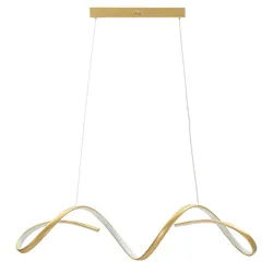 Mauro Ferretti Uter Gold LED-Kronleuchter – Moderne, geschwungene Pendelleuchte mit 3 Farbtemperaturen – 80 x 20 x 120 cm