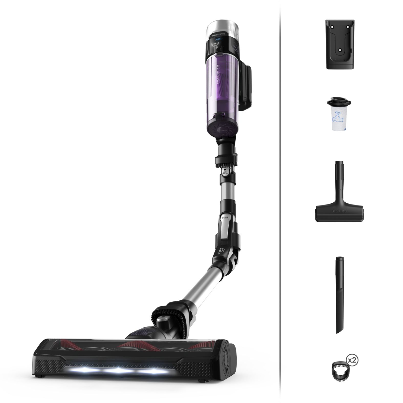 Rowenta RH2037 X-Force Flex 9.60 Handstaubsauger Beutellos bis 45 min Laufzeit 18 V (Schwarz, Violett) RH2037WO
