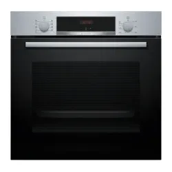 HBA514BS3 Backofen 60cm Edelstahl 7Heizarten LED-Display Versenkknebel Elektronikuhr