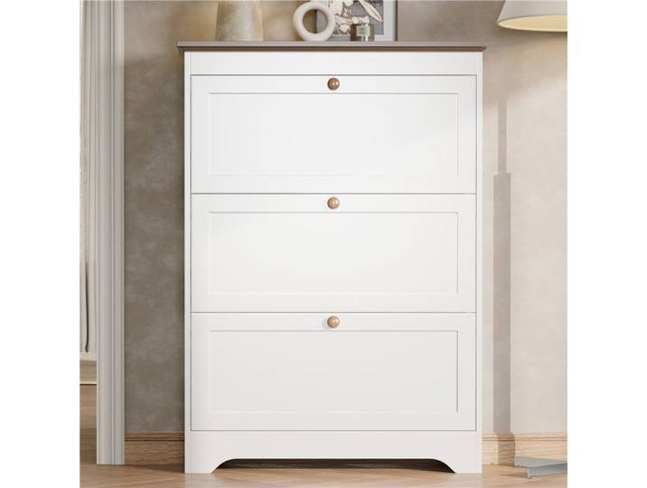 Armoire à chaussures 3 portes design rondes idéale pour l'entrée