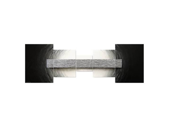 Wandbild Silberbarren Echter Künstlerleinen Keilrahmen aus Massivholz Farbe: Acryl auf wasserlöslichlicher Basis Schwarz/Weiß/Silber 210 x 70 x