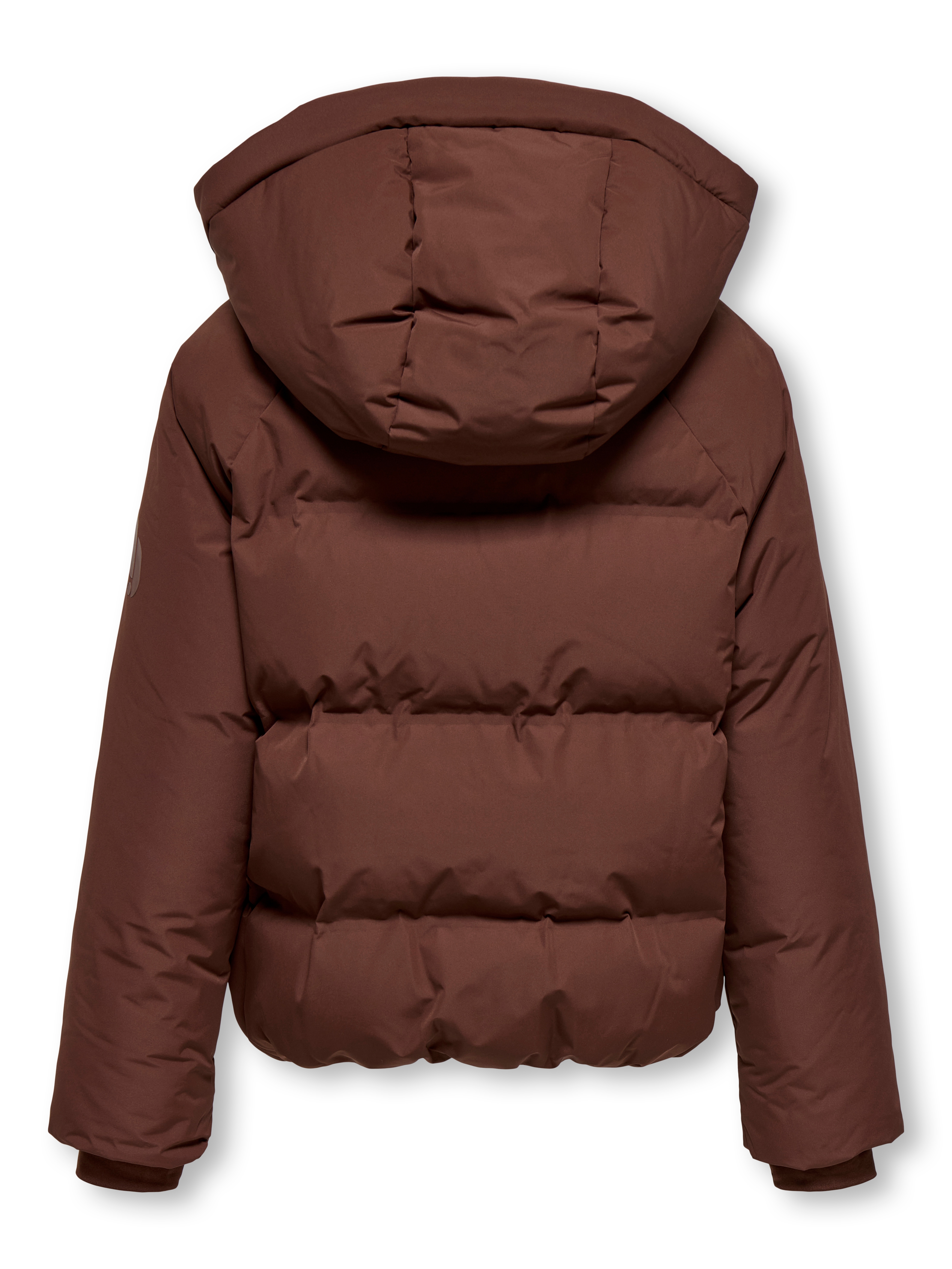 Steppjacke KIDS ONLY "KOGELLIE FUCTIONAL HOOD PUFF JACKET OTW", Mädchen, Gr. 140, braun stone, Web, Obermaterial: 100% Polyester, unifarben, Basic normal, Windstopperbündchen, Jacken Steppjacke, mit abnehmbarer Kapuze braun stone 140