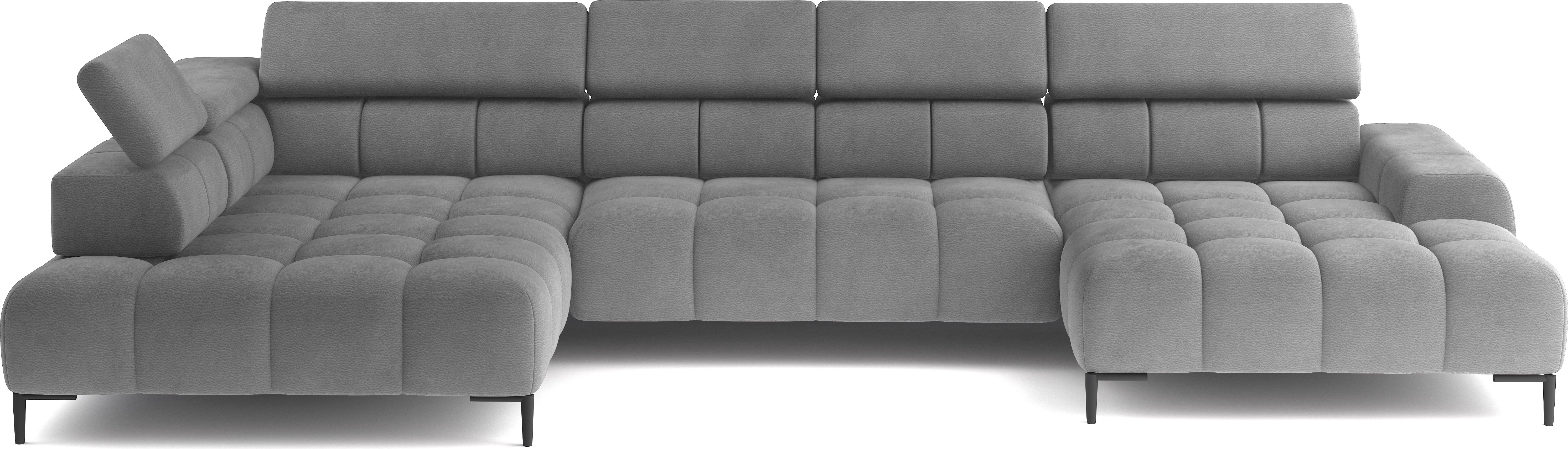 DOMO-HOME Ecksofa PLAZA Mini mit Elektrischer Sitzverstellung 270x177cm | Moderner Stil |Hoher Komfort | Verstellbare Kopfstützen | Bezug Solar in Beige | Farbe weiß | Links