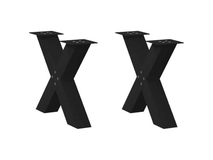 HGDFWRQW Couchtischbeine X-Form 2er Set, Metall Tischkufen 50x43cm Schwarz Stabile X-Gestelle mit Niveauausgleich für individuelle Couchtische im Wohnzimmer, inklusive Montagezubehör.