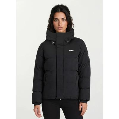 Winterjacke TRUEPRODIGY "Edris F dicke Winterjacke mit Eingrifftasche und Applikation", Damen, Gr. XXL, schwarz, Obermaterial: 100% Polyester PES., Jacken Winterjacke