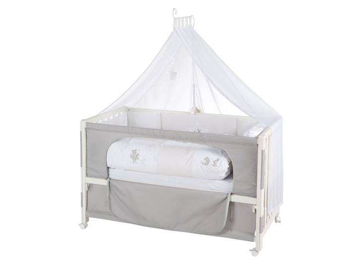 Room Bed 'Fox & Bunny', 60 x 120 cm, höhenverstellbar, Beistellbett zum Elternbett mit kompletter Ausstattung
