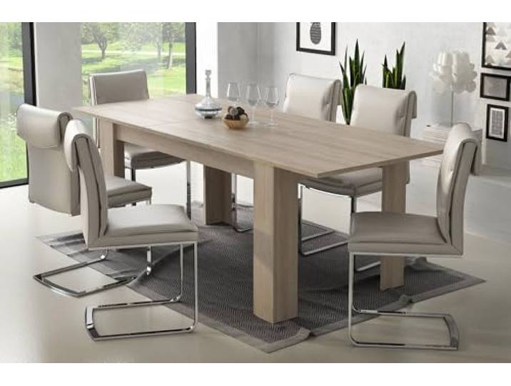 Dmora Ausziehbarer Esstisch, Ausziehbare Konsole, Moderner Tisch mit Auszug, 140 / 200x88h75 cm, Farbe Ulme hell