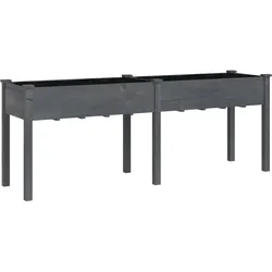Helloshop26 - Hochbeet für Pflanzen Blumen Terrasse Garten mit Einsatz 203 x 53 x 76 cm massives Tannenholz grau 02_0038128