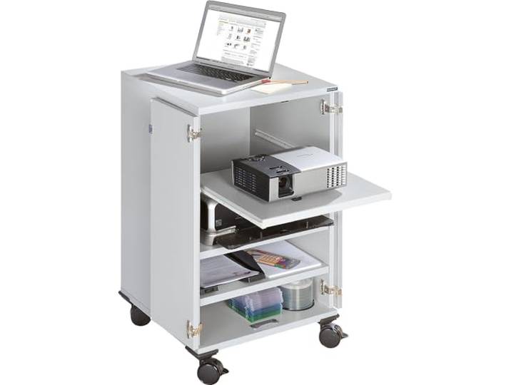 eurokraft pro Multimediawagen Mobil, 2 Flügeltüren, 3 Fachböden, HxBxT 960 x 550 x 550 mm