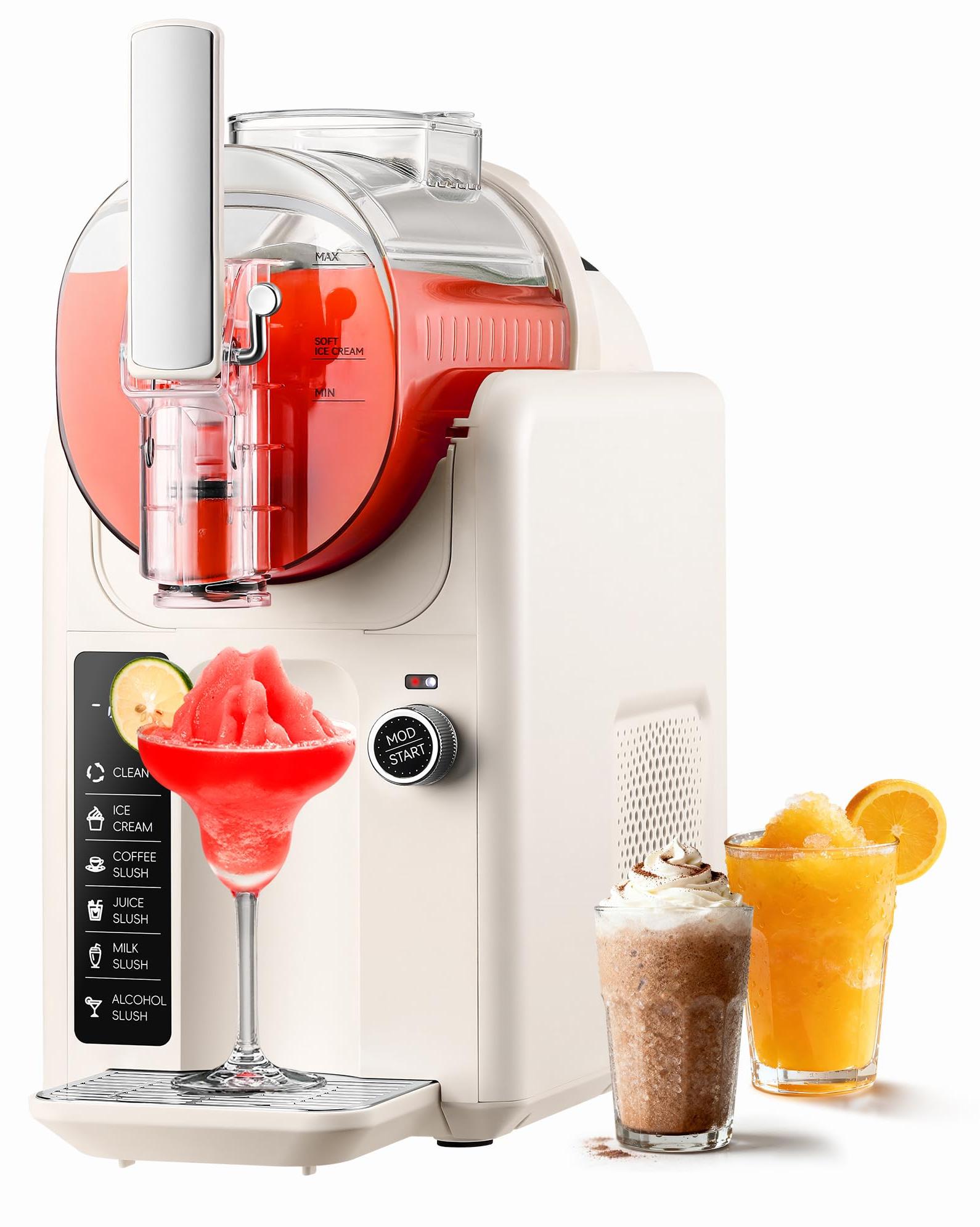 Slush-Eismaschine 2L, 5-in-1, selbstreinigend, weiß