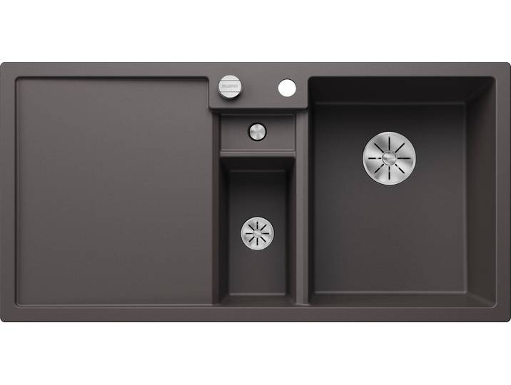 BLANCO Collectis 6S - Spülbecken - SILGRANIT - 1 Becken 1/2 - Abwasserkanal links - automatische Entleerung - ohne Siphon - Leersauce - Sortiertablett - grau