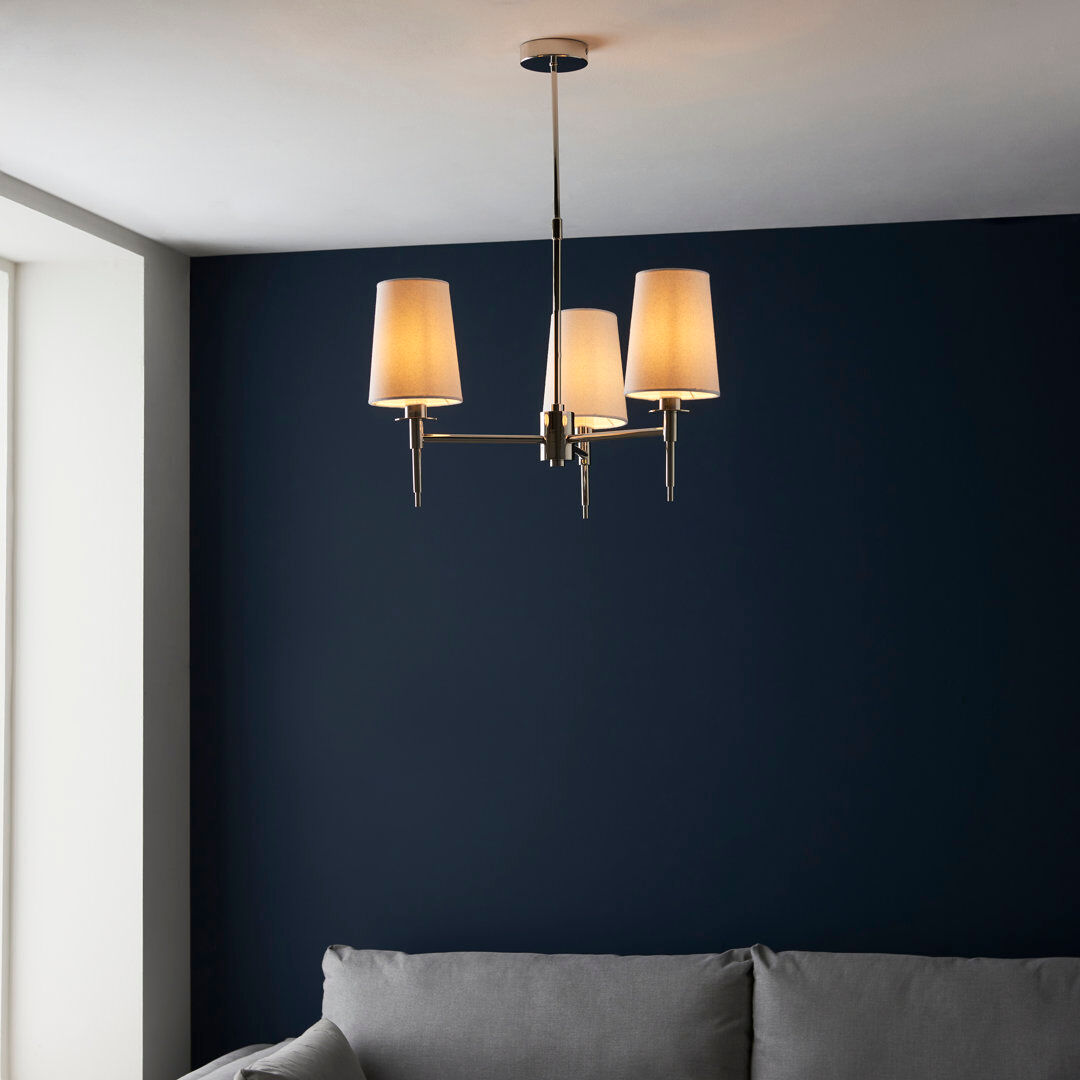 Fairmont Park Devi 3 - Light Shaded Chandelier Bright Nickel 45.5cm H X 55cm W X 55cm D