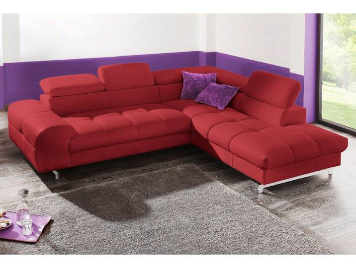 COTTA Ecksofa Chef bequem, tolle Verarbeitungsdetails, Breite 262cm, L-Form, mit Kopfteilverstellung, edle Metallkufen, optional Schlaffunktion