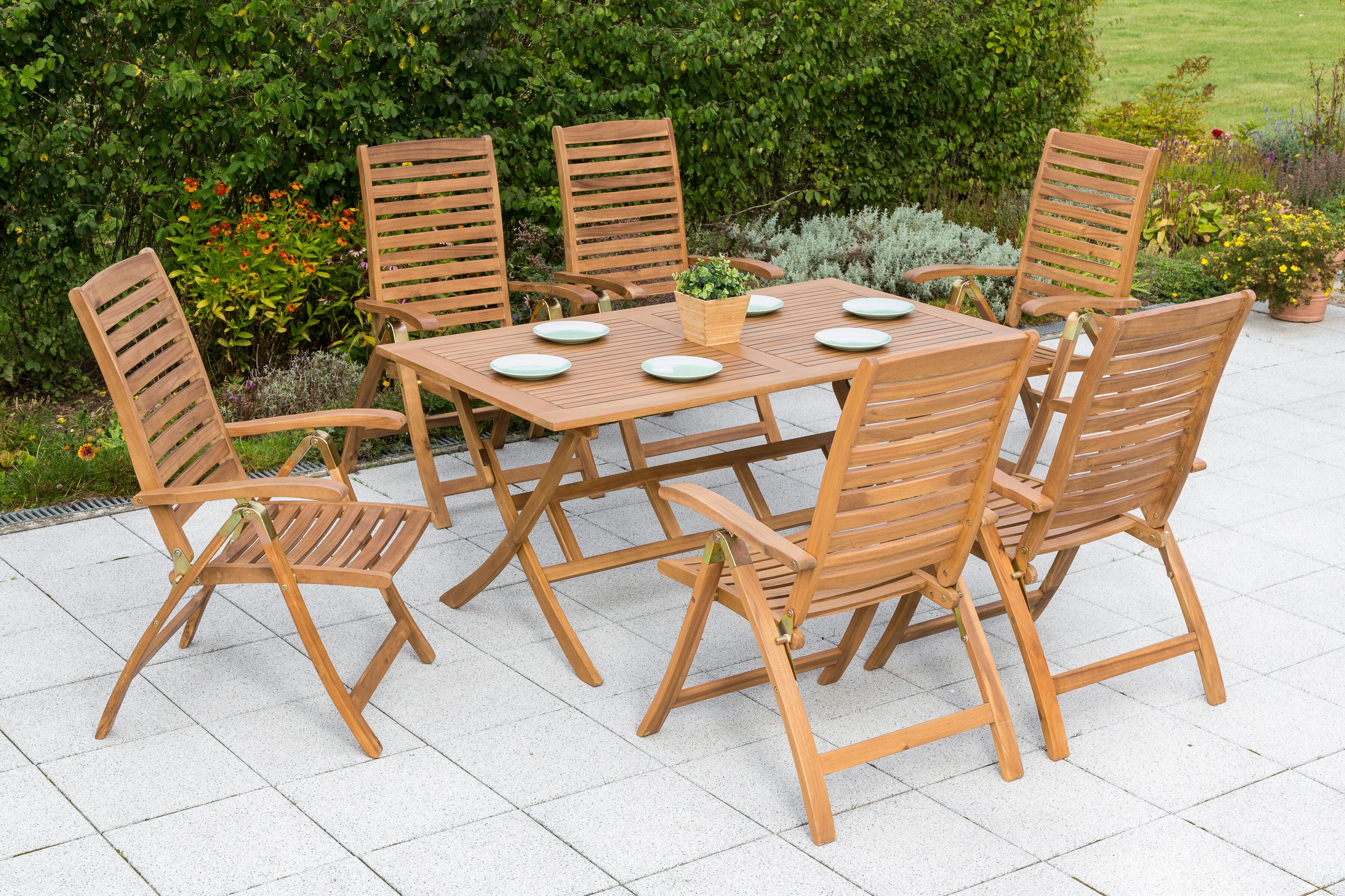 Gartenstuhl MERXX "Paraiba", braun (braun, holzoptik), B:70cm H:113cm T:62cm, Massivholz, Stühle, Gartenstuhl, 2er Set, Akazienholz, verstellbar braun, holzoptik B/H/T: 70cm x 113cm x 62cm, 2 Stk.