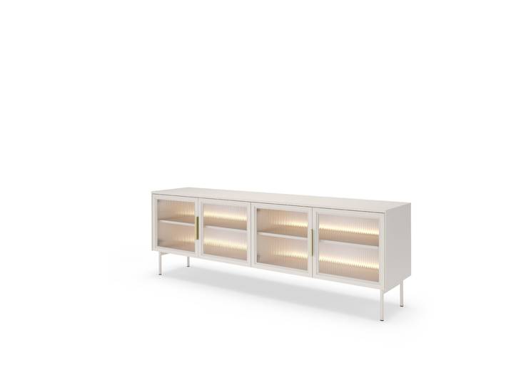 Masseno Lowboard GLORIA 181,3 cm Fernsehschrank mit Schubladen und 4 Türen TV-Schrank für Wohnzimmer Modern Kaschmir