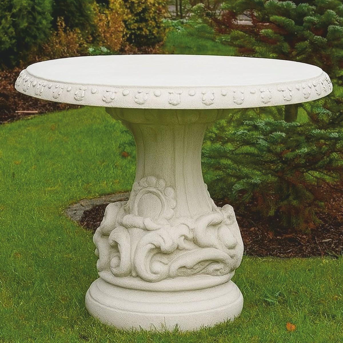 Casa Padrino Barock Gartentisch Weiß Ø 87 x H. 78 cm - Barock Garten Möbel