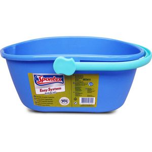 Spontex Putzeimer extra breit, 10 Liter, oval, aus Kunststoff, blau, mit Ausgussöffnung