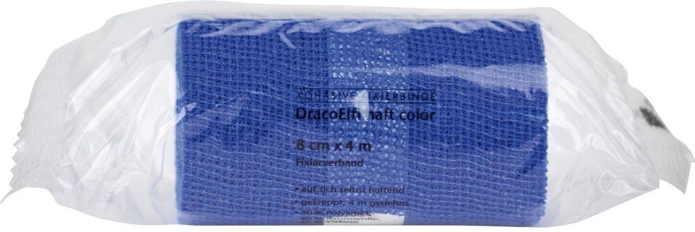 Dracoelfi haft color Fixierbinde 4mx8cm blau 1stk