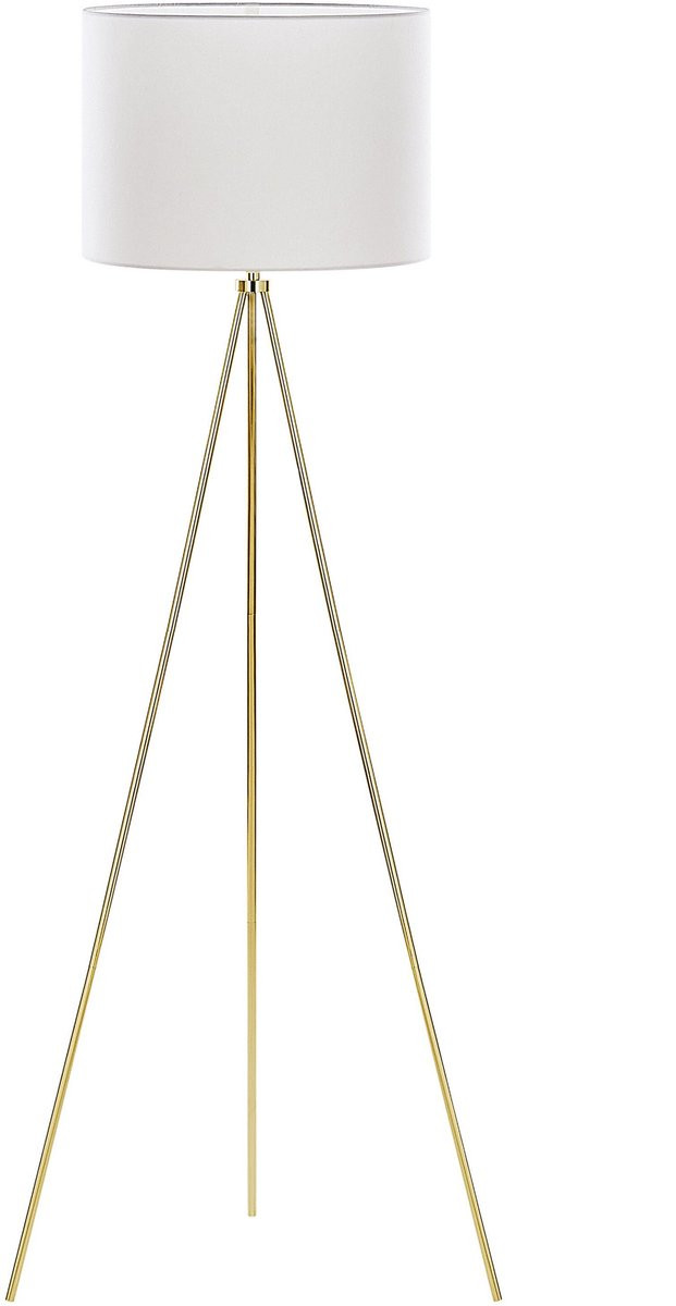 Beliani Vistula Staande Lamp - Wit/Goud - Metaal en Textiel