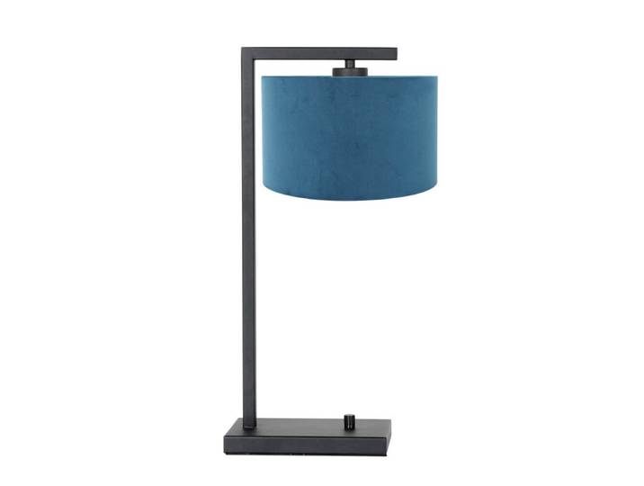 Moderne schemerlamp Stanger zwart met blauw velvet Steinhauer - 7124ZW