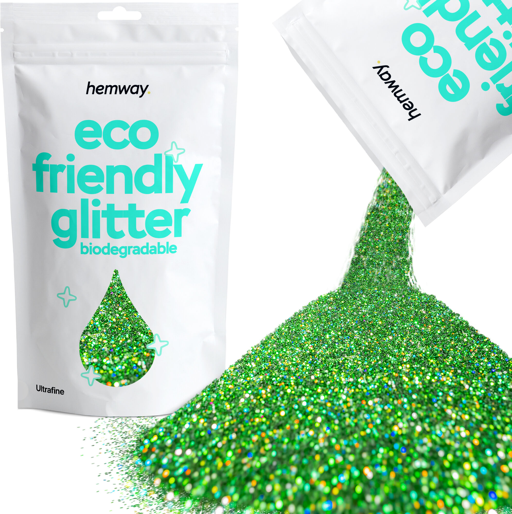 Hemway Biodegradable Eco Friendly Glitter 100g / 3.5oz   Emerald Green Holographic   DIY, Decoration, Arts & Crafts - Emerald Green Holographic -