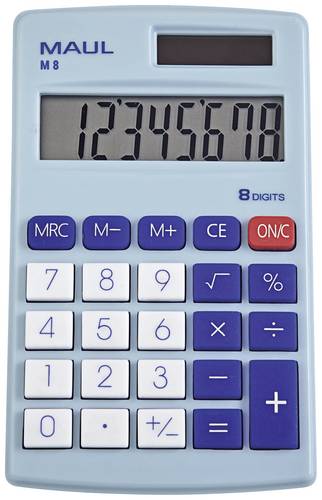 Maul M 8 Taschenrechner Hellblau Display (Stellen): 8 batteriebetrieben, solarbetrieben