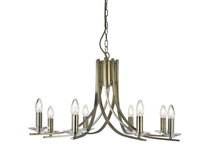 Kronleuchter Ascona, Messingfarben, Metall, Glas, 145 cm, Europäischer Sicherheitsstandard, höhenverstellbar, Lampen & Leuchten, Innenbeleuchtung, Hängeleuchten, Kronleuchter
