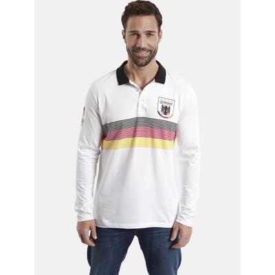 Langarm-Poloshirt JAN VANDERSTORM "Fan-Polo GARRI", Herren, Gr. 3XL, weiß, Obermaterial: 100% Baumwolle CO., Shirts