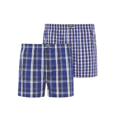 Webboxer JOCKEY "Everyday Striped", Herren, Gr. XXL, Webqualität, blau (navy, kariert), Webqualität, Obermaterial: 100% Baumwolle, kariert, bequem, Unterhosen, mit Marken Weblabel am Bund