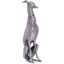 KADIMA DESIGN Dekoration Design Dog aus Aluminium silbern Windhund Skulptur