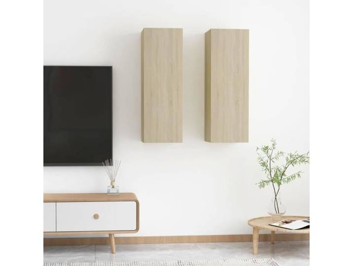 5931Neuve- TV Stand - Table de Salon Moderne Meubles TV 2 pcs Scandinave Meuble HI-FI Chêne sonoma 30 5x30x90 cm Aggloméré