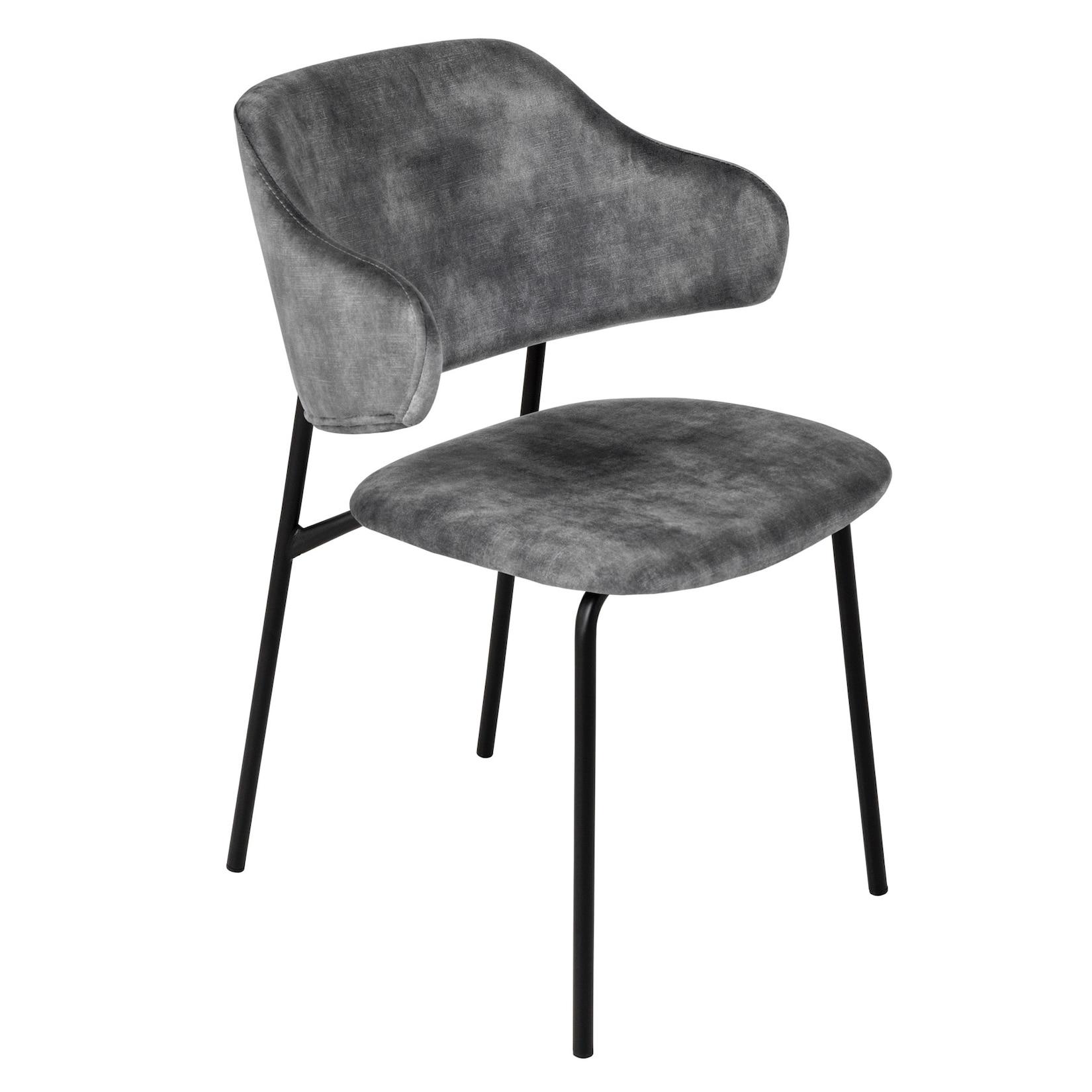 riess-ambiente Stuhl VOGUE - grau Samt schwarze Metallbeine