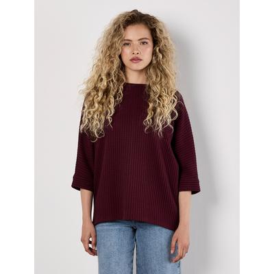 Fledermauspullover APRICOT "Oversized-Pullover", Damen, Gr. XS (34), burgund, Waffelstrick, , Modisch, relaxed fit normal, Rundhals, Fledermausärmel weites Bündchen, Pullover, in Waffeloptik
