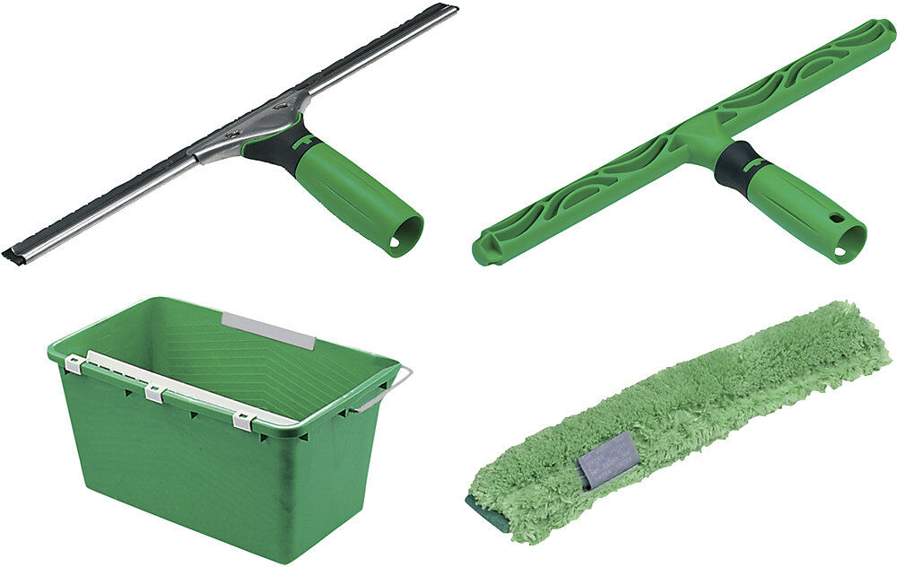 Glasreinigungsset, Fensterwischer, Trägerteil, Mikrofaserbezug, Eimer 18 l Unger