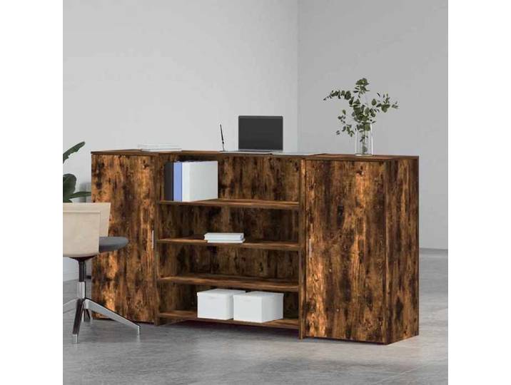 Bureau réception chêne fumé 200x50x103 5 cm bois ingénierie bureau accueil design moderne grand