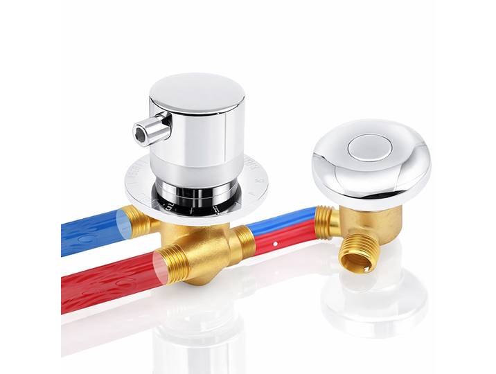 Nouvelle Arrivée Robinet de Douche Thermostatique 1 Voie en Laiton Massif avec Contrôle Marche/Arrêt Eau Froide et Chaude pour Salle de Bain